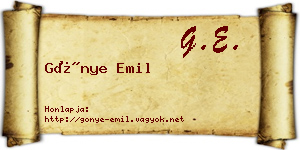 Gönye Emil névjegykártya